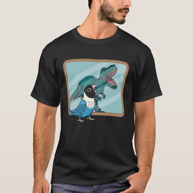 Parrot & Rex Reflection I Blue maskiert Lovebird T-Shirt (Vorderseite)