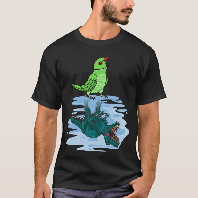 Parrot & Rex Reflection I Green Indian Ringneck T-Shirt (Vorderseite)