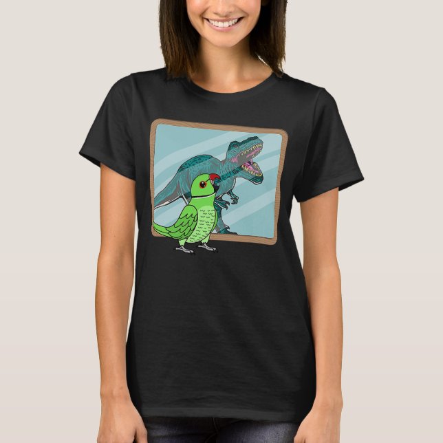 Parrot & Rex Reflection I Green Indian Ringneck T-Shirt (Vorderseite)