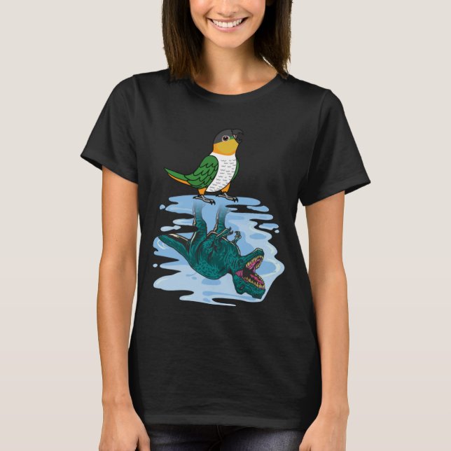 Parrot & Rex Reflektion I Schwarzer Kaik T-Shirt (Vorderseite)