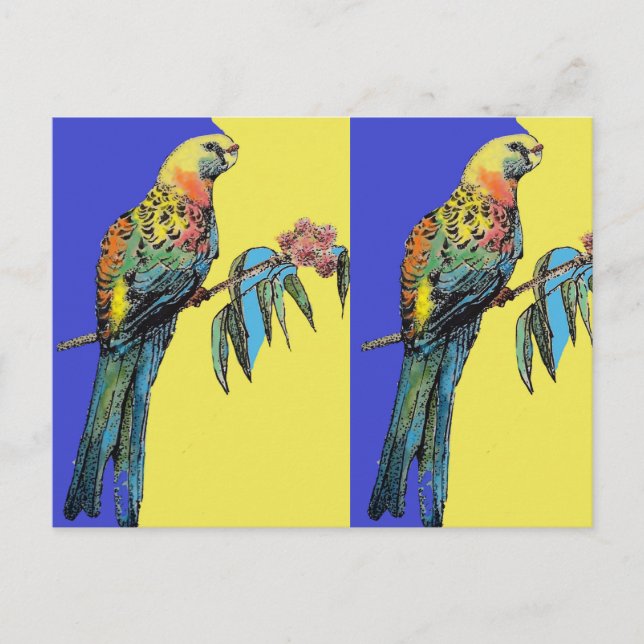 Parrot Rosella Wasserfarbe Malvogel Postkarte (Vorderseite)