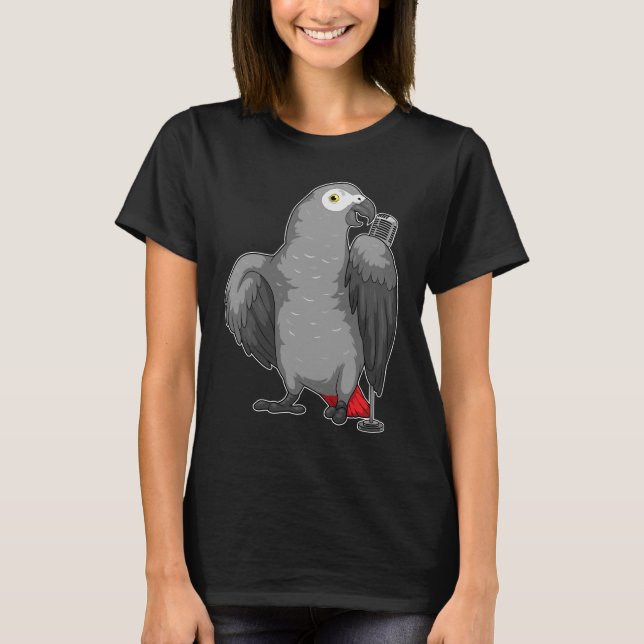 Parrot Singer Microphone Music T-Shirt (Vorderseite)