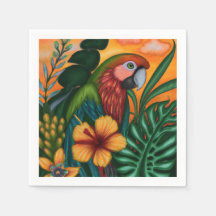 Parrot Tropical Bird Blume Malerei