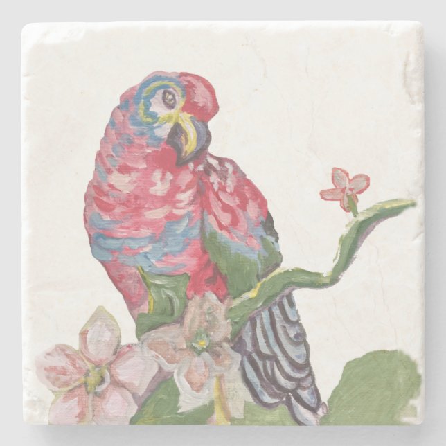 Parrot Tropischer Marmorboden Untersetzer (Vorderseite)