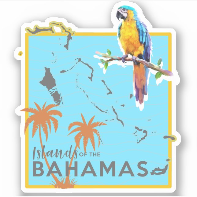 Parrot Vacation Map Bahamas Sticker Cruise (Vorderseite)