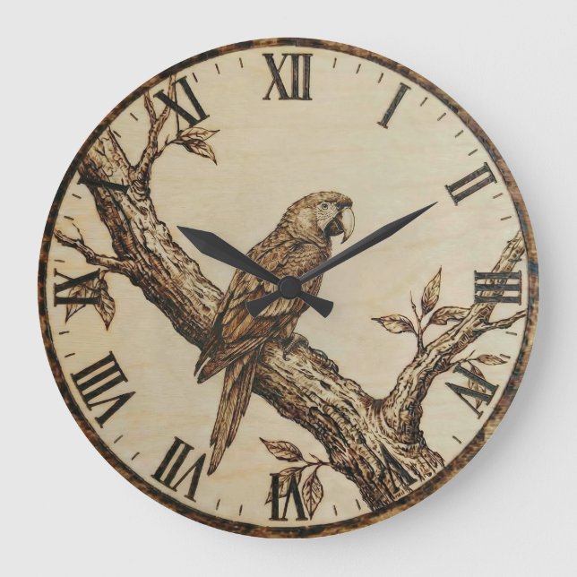 Parrot Wall Clock Große Wanduhr (Vorderseite)