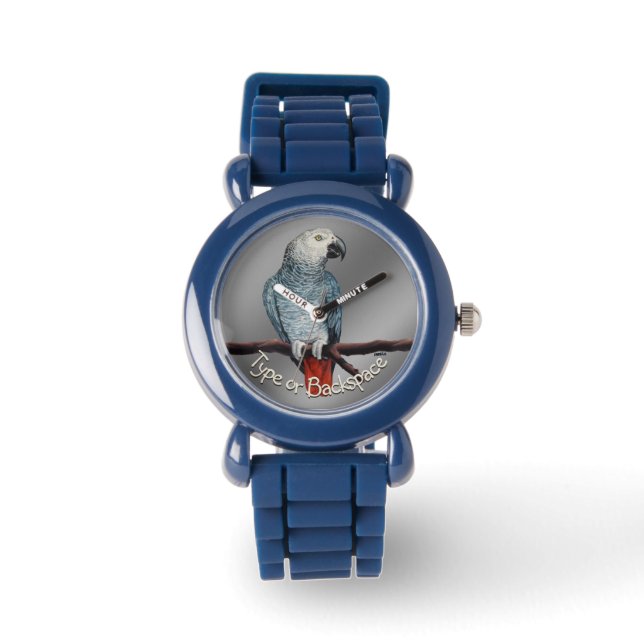 Parrot Watch African Gray Wristwatch Personalisier Armbanduhr (Vorderseite)