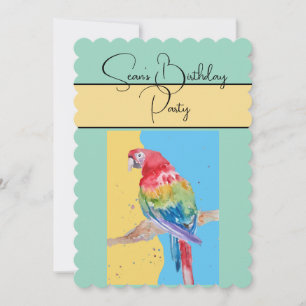 Parrot Watercolor Boys Geburtstagsparty Einladung