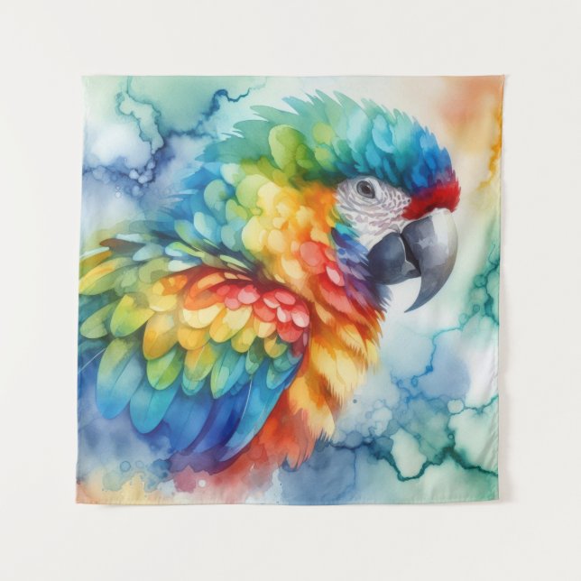 Parrot Watercolor Wandteppich (Vorderseite)