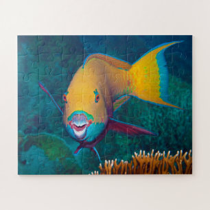 Parrotfish - auffallendes Make-up! Farbiges Foto Puzzle