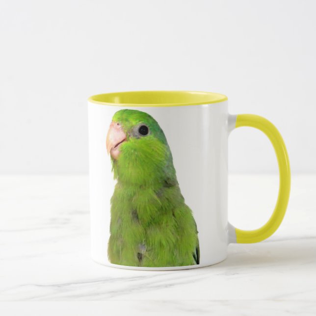Parrotlet Vogel-Grün Parrotlet gelbe Tasse (Rechts)