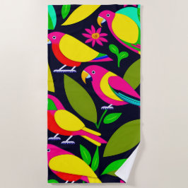 Parrots Design Cotton Beach Handtuch