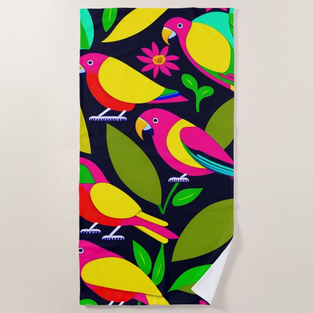 Parrots Design Cotton Beach Handtuch (Vorderseite)