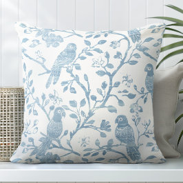 Parrots Light Blue Throw Kissen