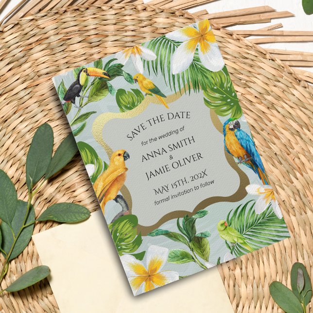 Parrots Plumeria Wedding Save The Date (Von Creator hochgeladen)