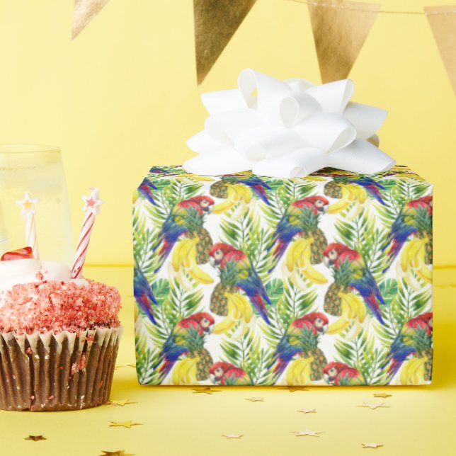 Parrots und Tropical Frucht Geschenkpapier (Geburtstagsparty)