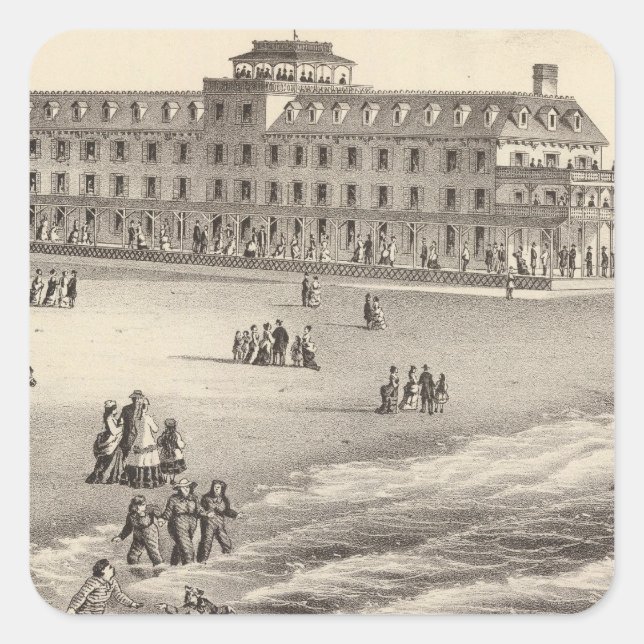 Parry House, Beach Haven, NJ Quadratischer Aufkleber (Vorderseite)
