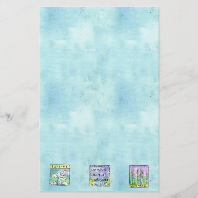Parsley Herb Garden Illustration Blaue Wasserfarbe Briefpapier (Vorderseite)