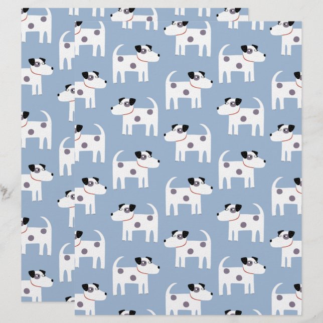Parson Jack Russell Terrier Dog Pattern Blue (Vorne/Hinten)