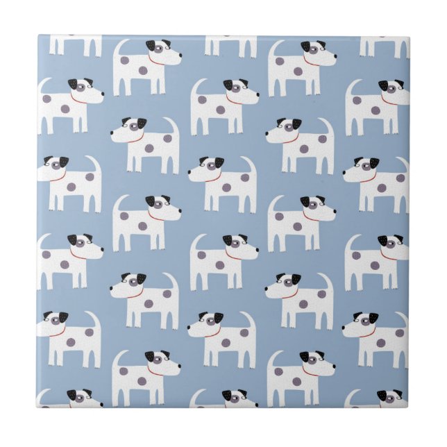 Parson Jack Russell Terrier Dog Pattern Blue Fliese (Vorderseite)