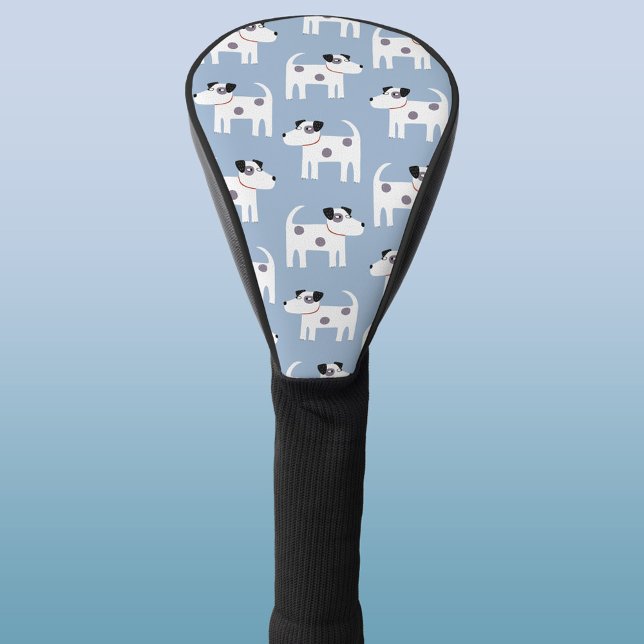 Parson Jack Russell Terrier Dog Pattern Blue Golf Headcover (Jack Russell Parson Terrier dog pattern golf head cover for animal lovers)