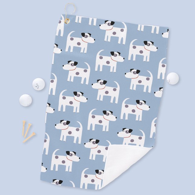 Parson Jack Russell Terrier Dog Pattern Blue Golfhandtuch (Fun Parson Jack Russell terrier dog pattern golf towel)