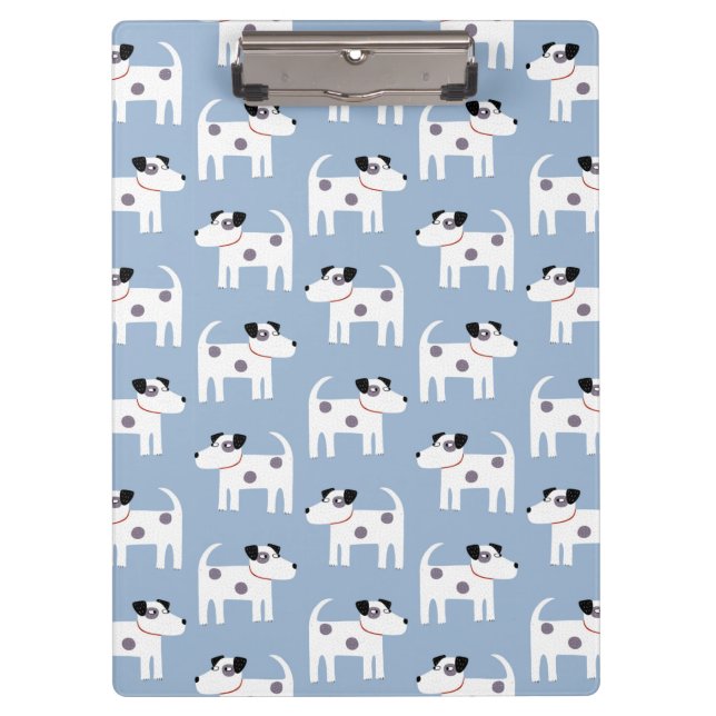 Parson Jack Russell Terrier Dog Pattern Blue Klemmbrett (Vorderseite)