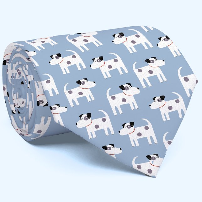 Parson Jack Russell Terrier Dog Pattern Blue Krawatte (Jack Russell Parson Terrier dog pattern tie for animal lovers)