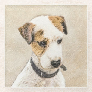 Parson Jack Russell Terrier Painting - Hunde Kunst Glasuntersetzer