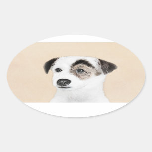 Parson Jack Russell Terrier Painting - Hunde Kunst Ovaler Aufkleber