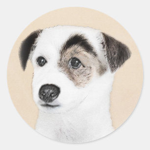Parson Jack Russell Terrier Painting - Hunde Kunst Runder Aufkleber
