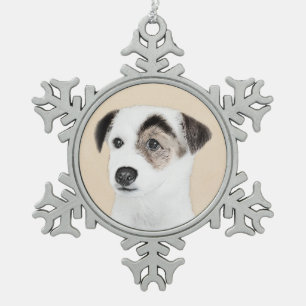 Parson Jack Russell Terrier Painting - Hunde Kunst Schneeflocken Zinn-Ornament