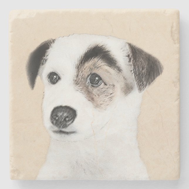 Parson Jack Russell Terrier Painting - Hunde Kunst Steinuntersetzer (Vorderseite)