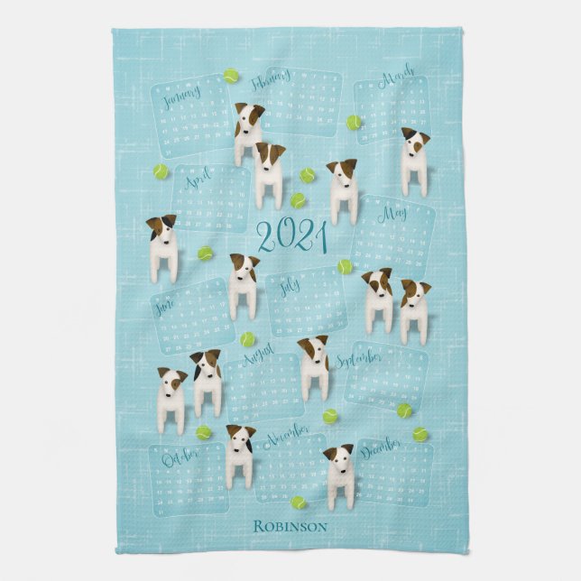 Parson Jack Russell Terriers 2021 Kalender Geschirrtuch (Vertikal)