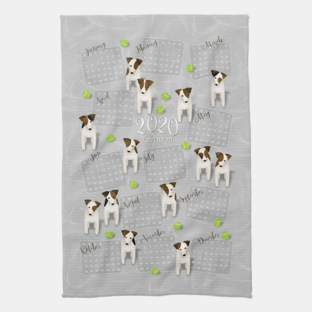 Parson Jack Russell Terriers gray 2020 Kalender Geschirrtuch (Vertikal)