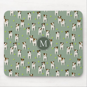 Parson Jack Russells Hunde Tennisbälle grün Mousepad