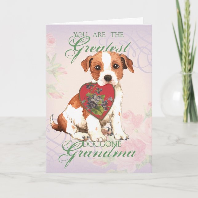 Parson Russell Heart Grandma Karte (Vorderseite)