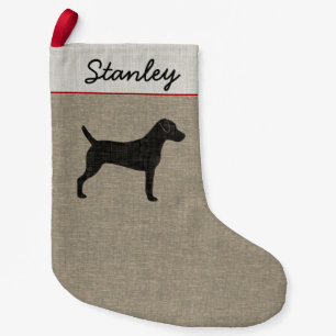 Parson Russell Terrier-Silhouette mit benutzerdefi Kleiner Weihnachtsstrumpf