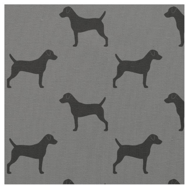 Parson Russell Terrier Silhouetten Grau und Schwar Stoff (Nahaufnahme)