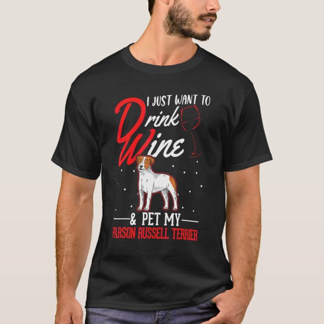 Parson Russell Terrier und Wein T-Shirt (Vorderseite)