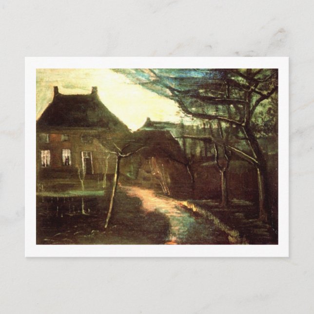 Parsonage in Nuenen by Moonlight, Vincent van Gogh Postkarte (Vorderseite)