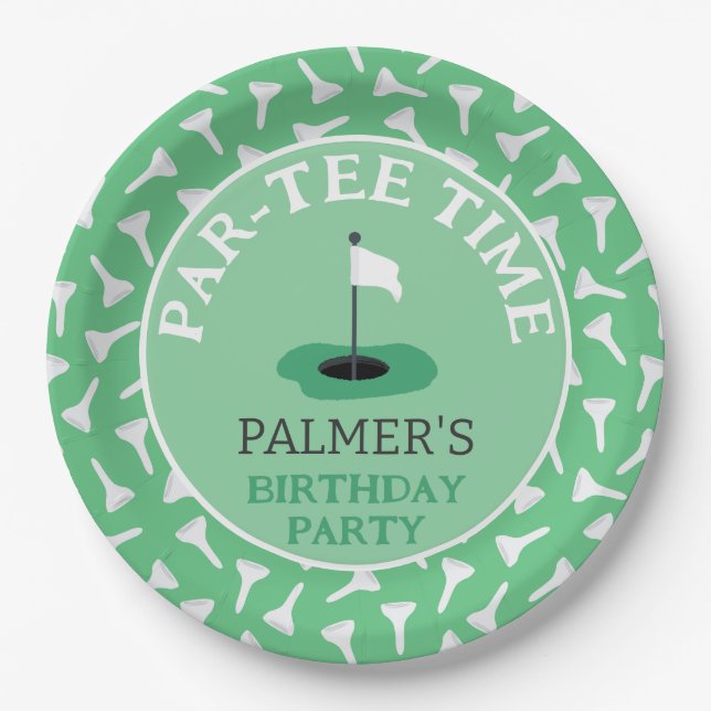 Partee Time Golfing Birthday Party Pappteller (Vorderseite)