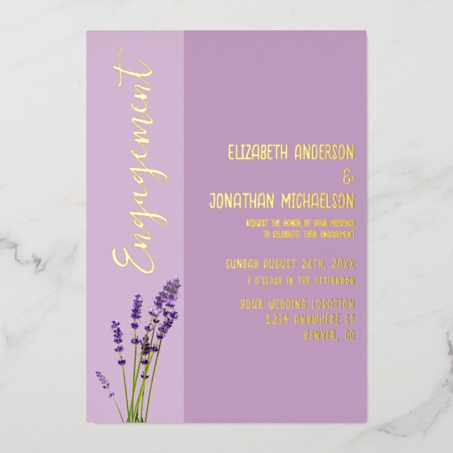 Partei für das Engagement der Lavendel-Liebe Folieneinladung (Vorderseite)