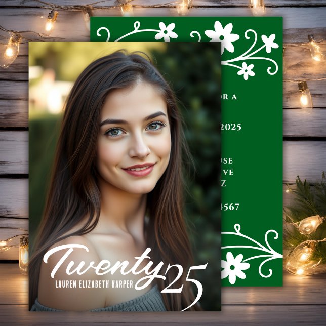 Partei für das Jahr des Abschlusses und das Foto Einladung (Graduation Year And Photo Green Graduation Party Invitation)