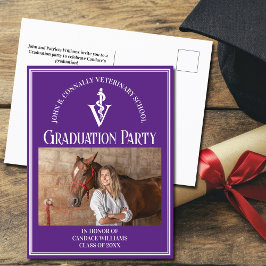 Partei für den Abschluss des Fotos der lila Veteri Einladungspostkarte