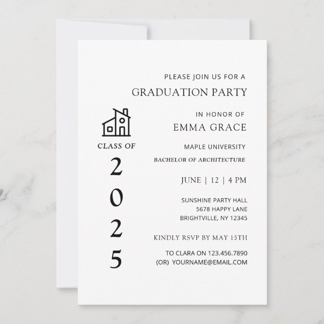 Partei für den Abschluss eines Minimal Architect A Einladung (Vorderseite)