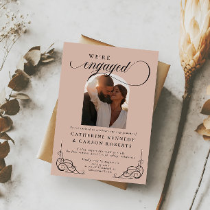 Partei für kalligraphisches Engagement in Beige un Einladung