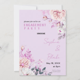 Partei für Lila Engagement lila und weißer Blumen Einladung