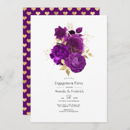 Partei für lila und goldene Blumenarbeit Einladung