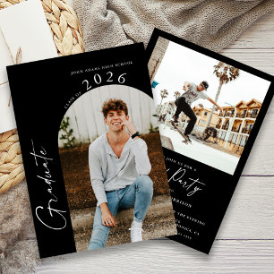 Partei für Minimalistisches Foto in Schwarz und We Einladung